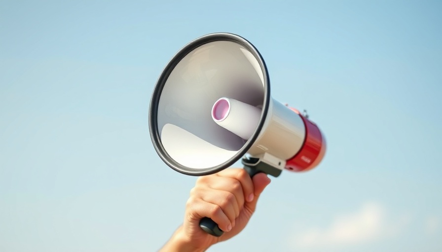 Person using a megaphone to build a more powerful speaking voice outdoors.