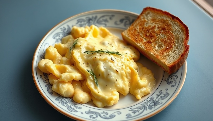 Creamy Hong Kong scrambled eggs with toast on plate.