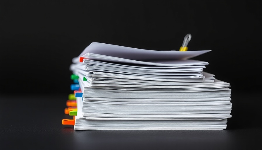 Stack of papers with colorful clips illustrating organization.