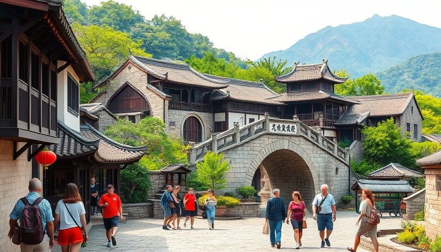 Charming Chinese village with tourists, best places to visit in China.