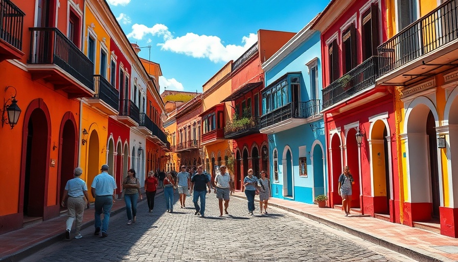 Colonial architecture in Brazil, vibrant street scene.