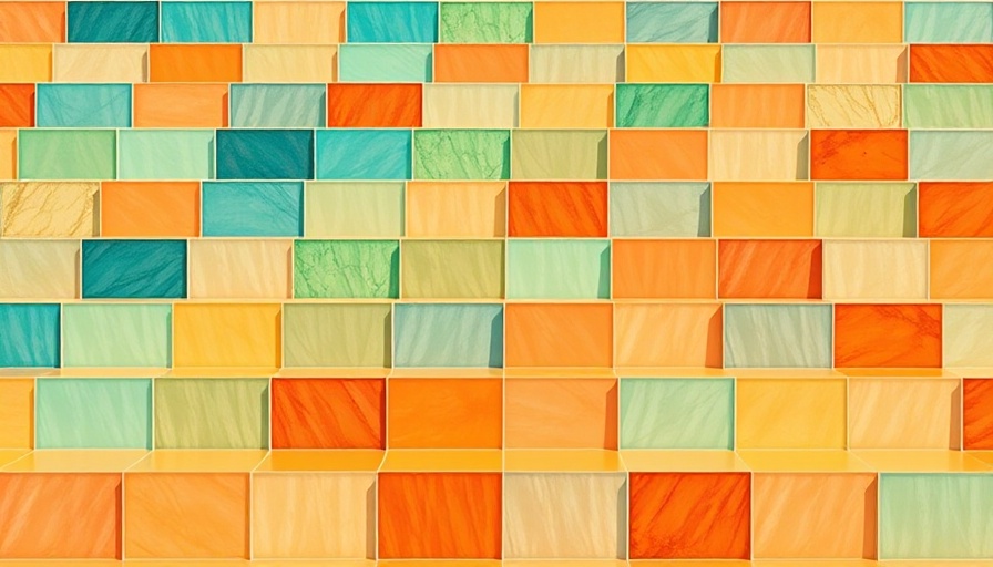 Colorful abstract geometric pattern of tiles casting shadows.