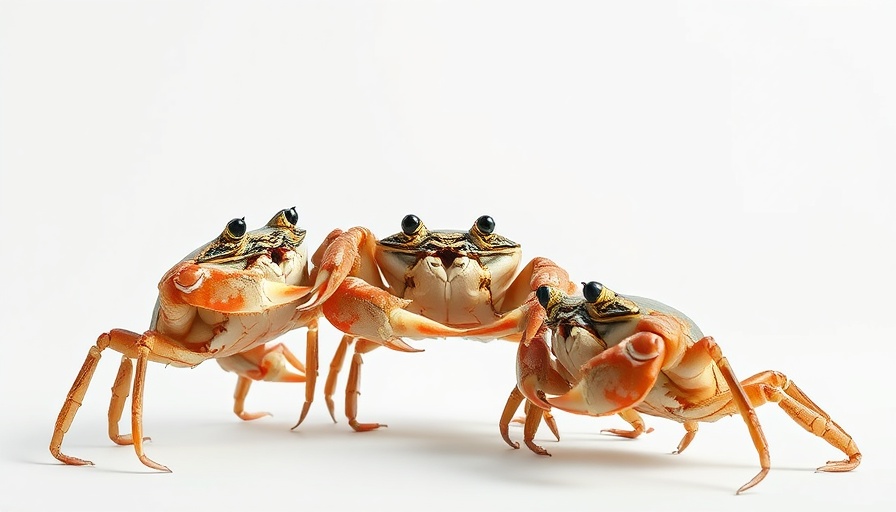 Three crabs interacting playfully, symbolic of team dynamics.
