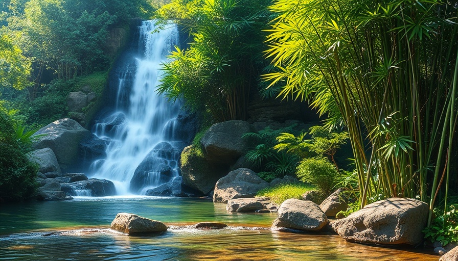 Hidden gardens in Tokyo featuring a waterfall and lush greenery.