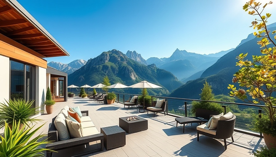 Innovative wellness retreat in the Dolomites with mountain view.