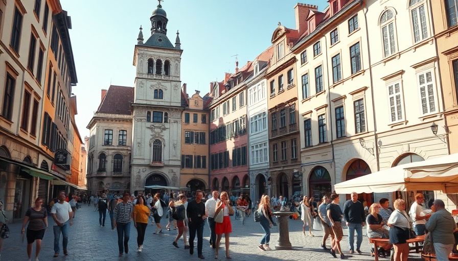 Historic European city square, capturing vivid scene and architecture, underrated capitals in Europe.