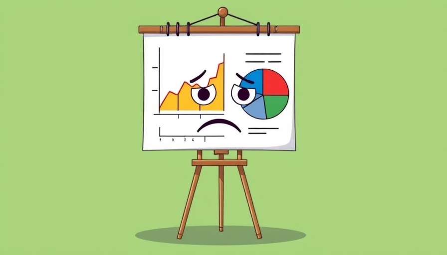 Flip chart depicting a sad face with pie chart eyes, illustrating strategy fatigue.