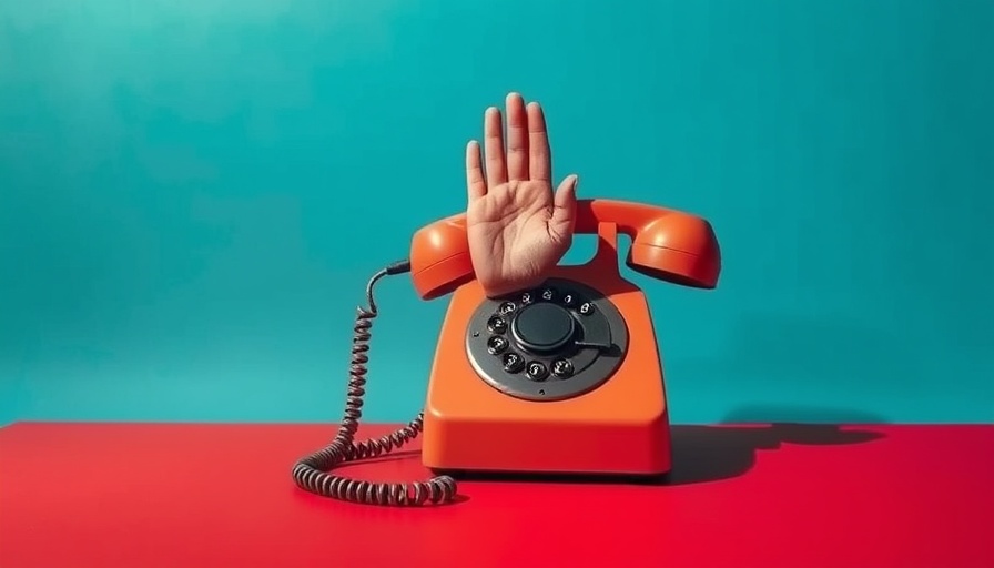 A hand on a vintage phone indicating employees stay silent warning signs.