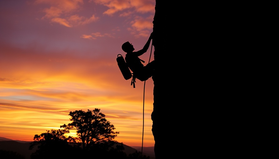 Adventurous rock climber rappelling at sunset in Hocking Hills