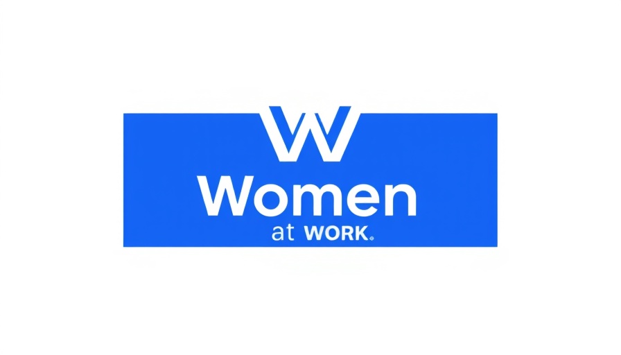 Women in business logo graphic on a blue background.