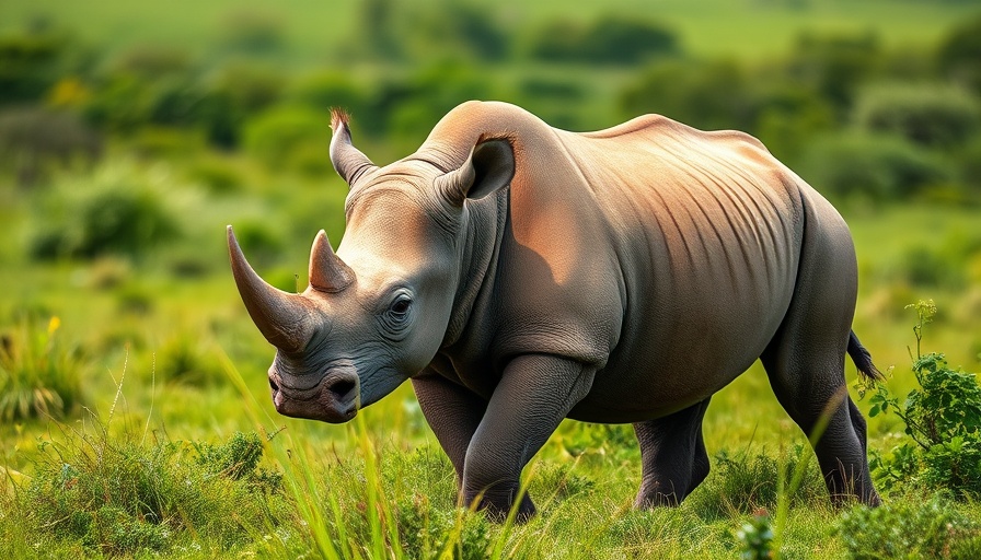 Close-up of rare rhino in Kenya's grassland.