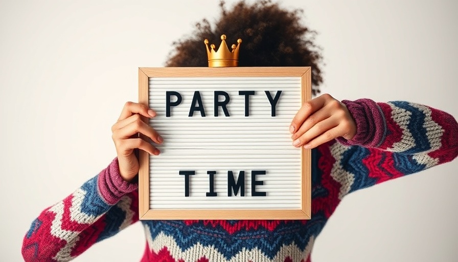 Creative event ideas for retail stores: 'Party Time' board with crown.