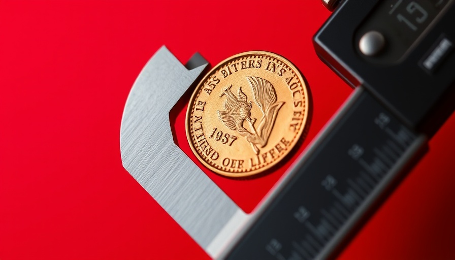 Caliper measuring penny on red background, symbolizing closing pay gaps strategies.