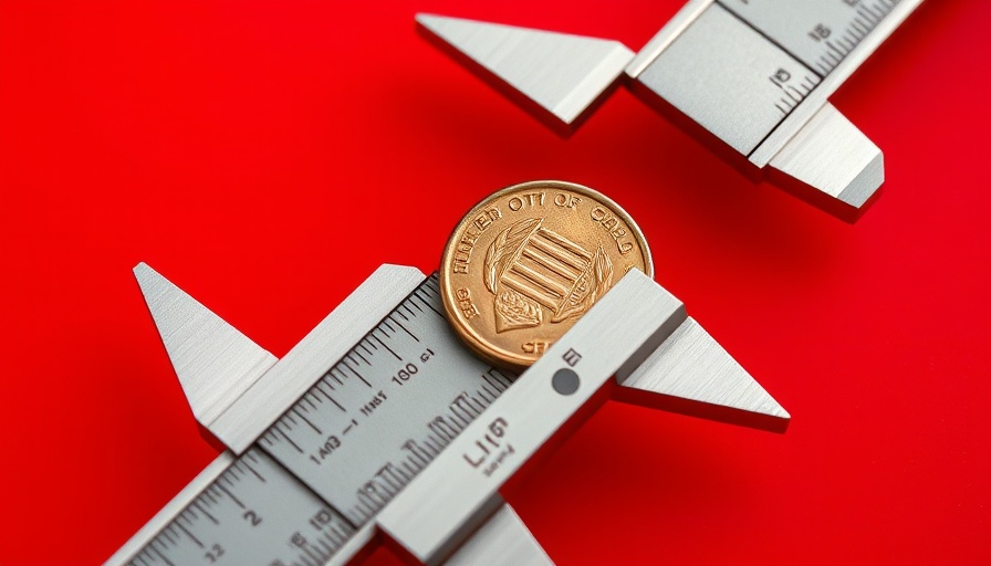 Caliper measuring penny symbolizing closing pay gaps.