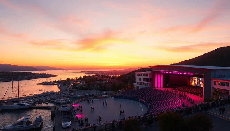 San Diego waterfront amphitheater at sunset, cultural capital.