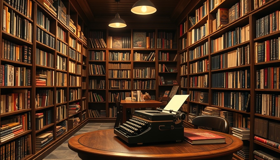 Cozy bookshop with vintage typewriter in best book towns around the world.