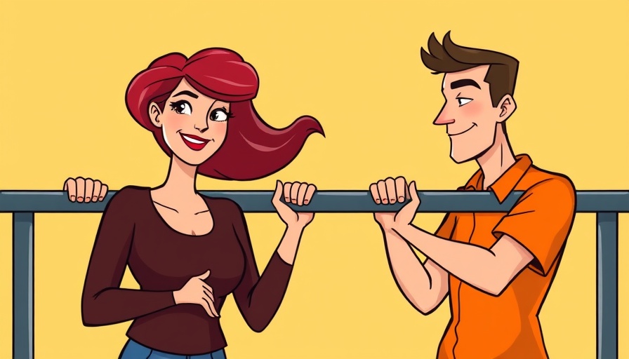 Cartoon illustration of two characters negotiating a barrier in business.