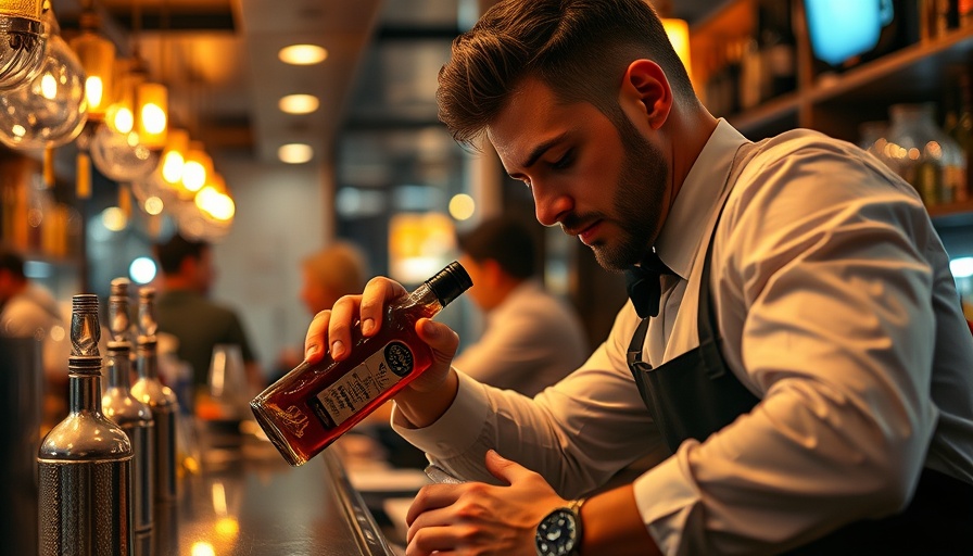 Atmospheric shot of cocktail preparation at a Milan bar