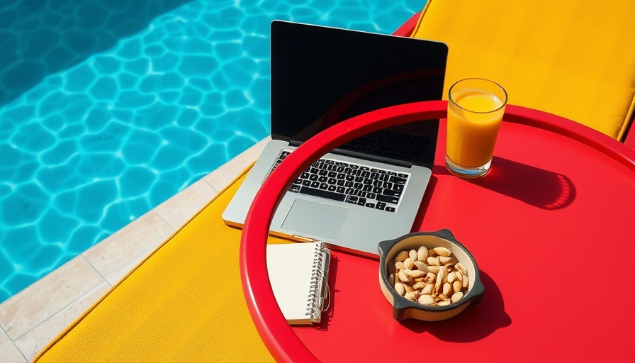 Poolside leisure crafting setup for entrepreneurs.