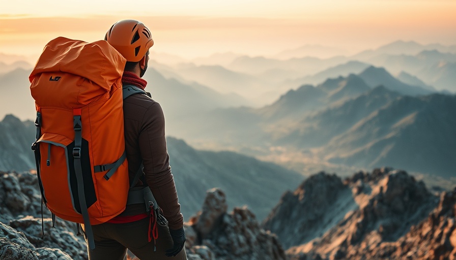 Climber overlooking mountains near Canadian mountain towns.