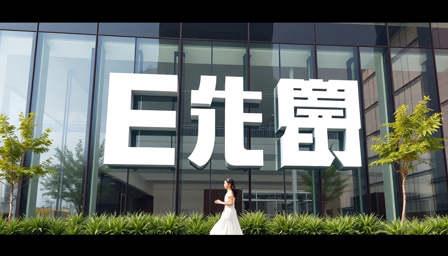 Trust in Business Strategies: Woman passing corporate headquarters with logo.