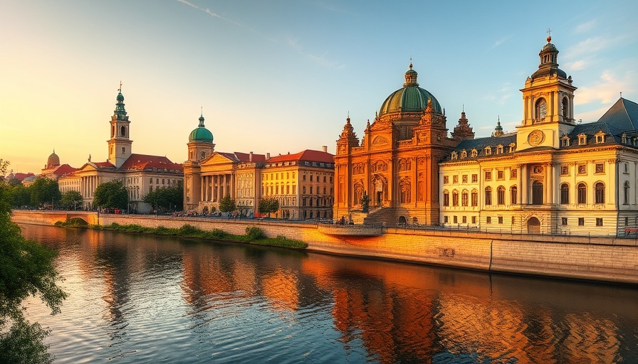 Cultural destinations in Kaunas with riverside view and historic buildings.