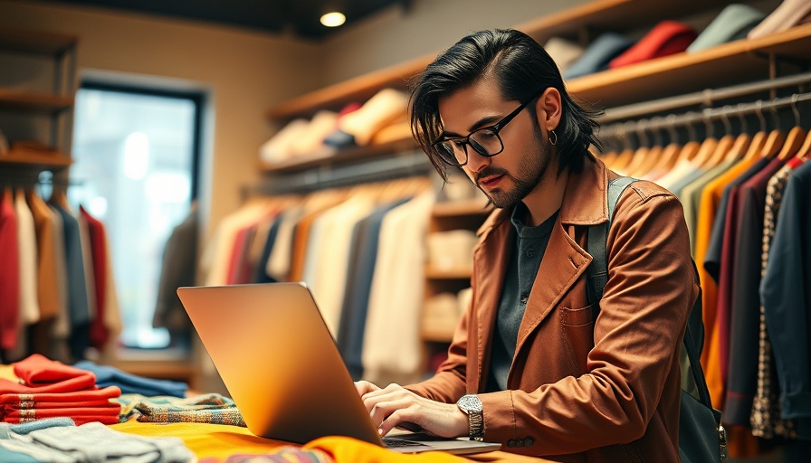 Stylish person selling online with eBay Valet in a boutique setting.