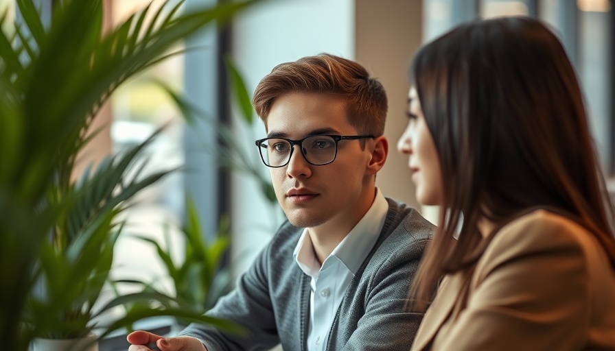 Focused consultant engaging with client in a modern office.