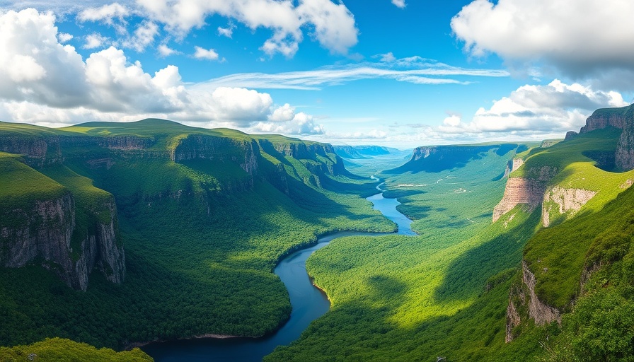 Panoramic view of Norway's lush landscape and winding river.