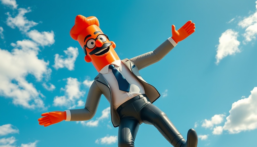 Inflatable tube man sway in bright sky for distracted consumers.