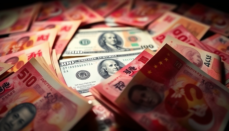 Assorted yuan and dollar bills symbolizing global business.