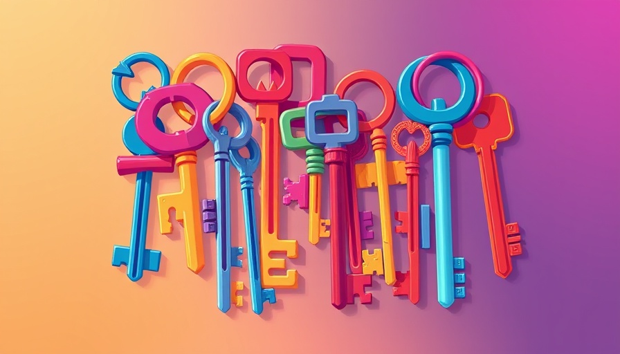 Intertwined abstract keys illustration representing diversity and strategy