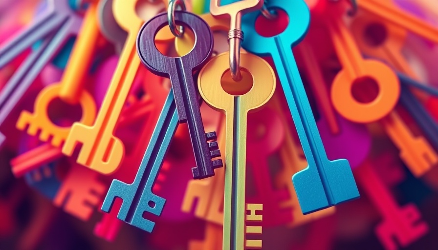 Abstract colorful keys interconnected representing DEI Efforts.