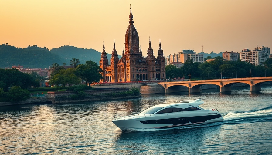 Travel inspiration in tranquil evening river scene
