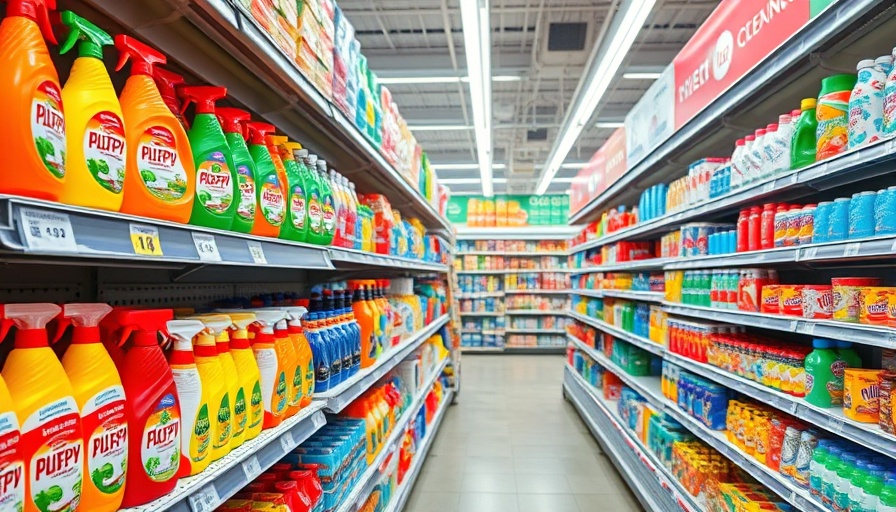 Generative AI in Market Research: Supermarket shelf with cleaning supplies.