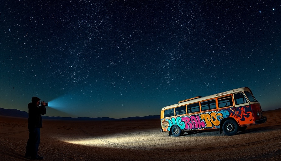 Las Vegas Day Trips under starry sky with graffiti art.