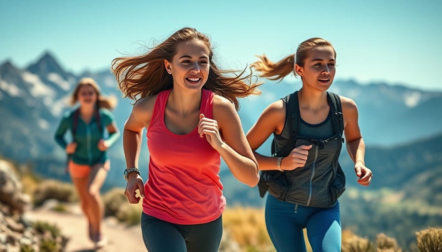 Running vacations travel trend with women running on mountain trail.