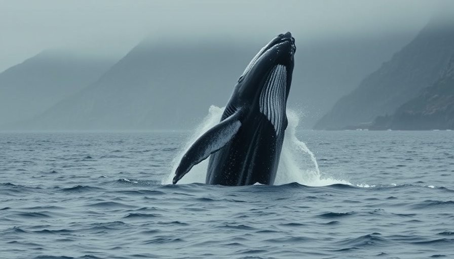 Eye-level whale breaching near Vancouver Island during kayak tour.
