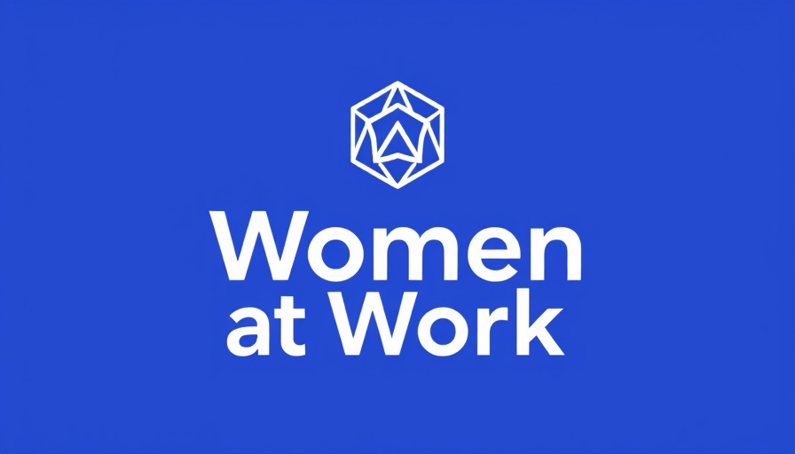 Women in business logo on blue background.