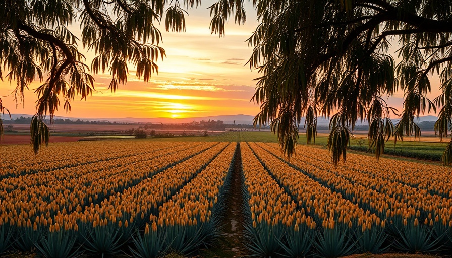 Agave fields in Jalisco at sunset, perfect for tequila travel.