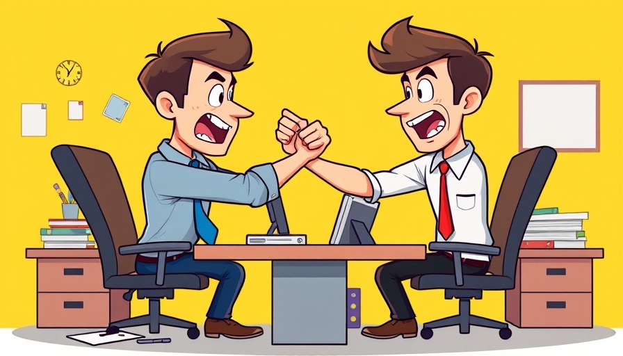 Cartoon arm wrestling scene depicting workplace psychological contract tension.