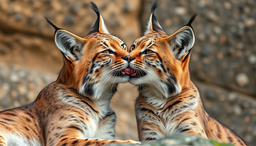 European lynxes displaying affection, wildlife watching in Europe.