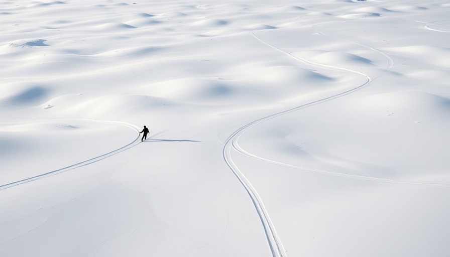 Solitary skier on snowy landscape creating smooth paths.