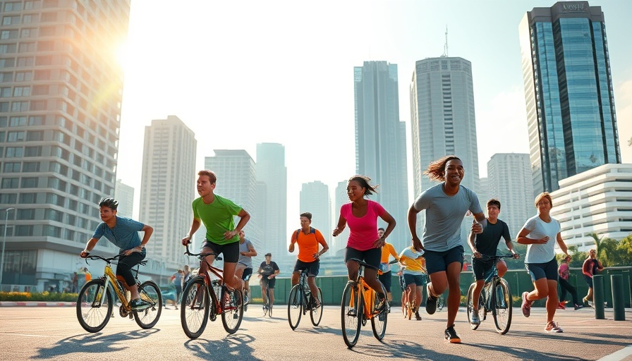 Explore Panama City: Cyclists and runners with skyline backdrop.