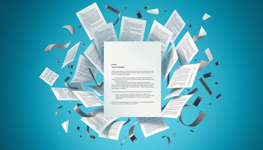 Colorful illustration of swirling documents with a main business letter.