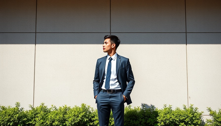 Man contemplating against a textured wall in sunlight.
