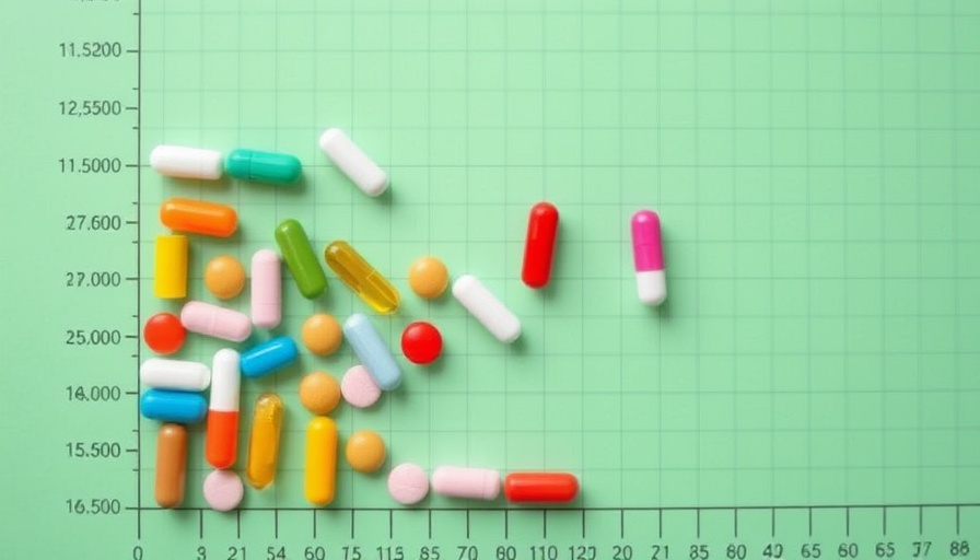 Bar chart with prescription pills depicts U.S. Tariffs Impact on Prescription Drugs.