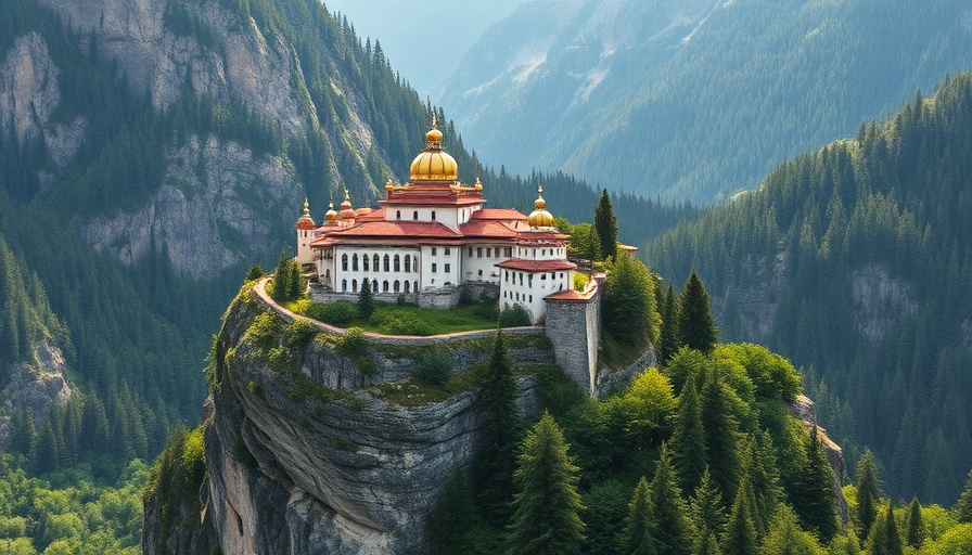 Majestic cliffside monastery for travel inspiration, nature.