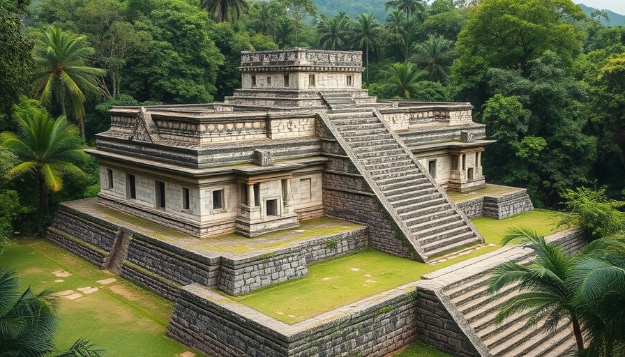 Maya Temples in Yucatán with jungle backdrop.