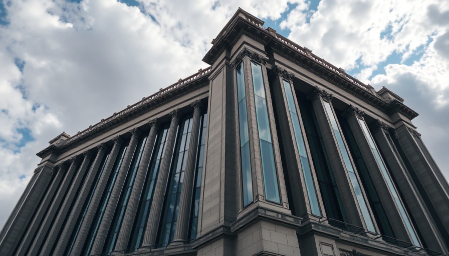 Imposing building in London, iconic spy movie location.